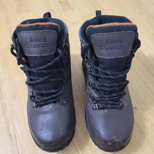 Boone & Crockett Hiking Boots Leather Ankle Brown Lace Up Kids‎ Size 1M